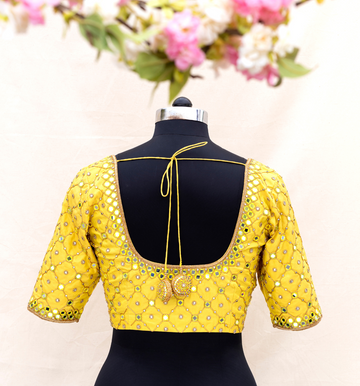 Lemon Yellow Mirror Embroidery Blouse